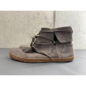 UGG Boots Womens Size 10 Brown Suede Wrap Zip Ankle Booties Casual 1019129